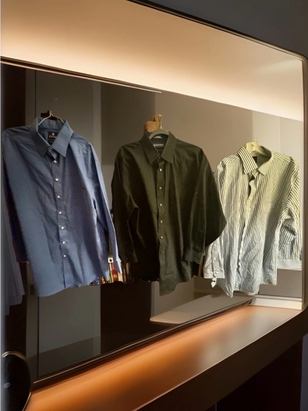 Stafford Dress Shirt Lot 3 Mens 17 32/33 Blue Stripe Black Performance Easy Care